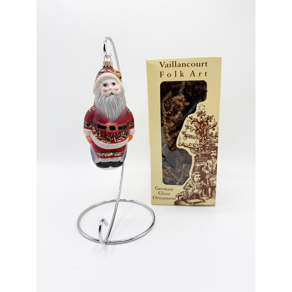 Vtg Villiancourt Folk Art Christmas Santa Claus Vaillancourt Ornament